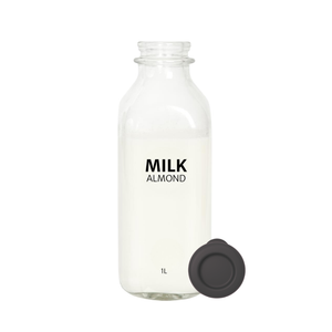 JarSaver® 34-oz Clear Glass Milk Bottle with Silicone Lid | 48mm Diameter