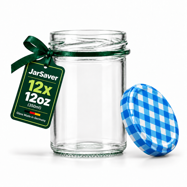 JarSaver 12oz // 350ml Mason Jars with TO82 Lids – Made in Germany