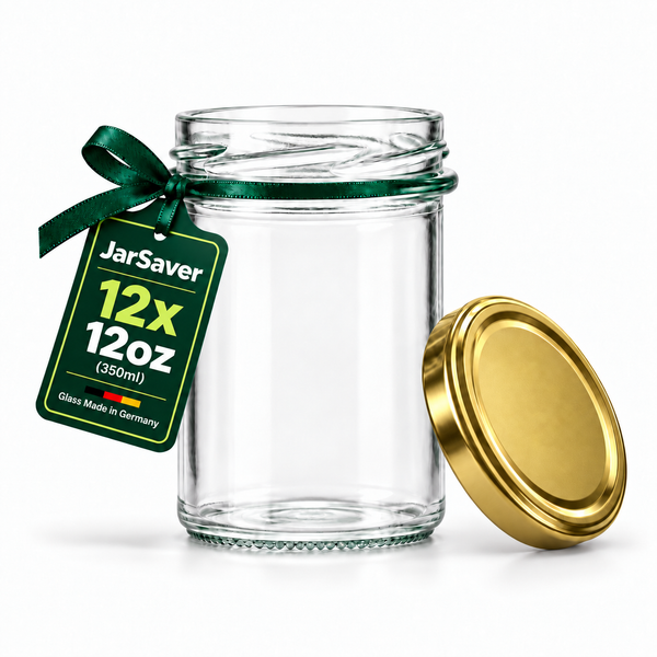 JarSaver 12oz // 350ml Mason Jars with TO82 Lids – Made in Germany