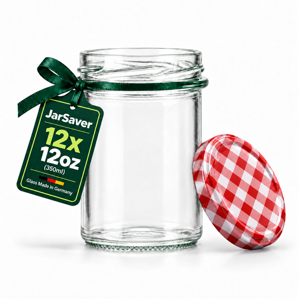 JarSaver 12oz // 350ml Mason Jars with TO82 Lids – Made in Germany