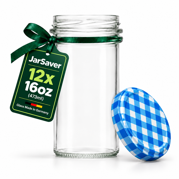 JarSaver 16oz // 473ml Mason Jars with TO82 Lids – Made in Germany