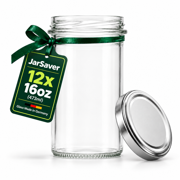 JarSaver 16oz // 473ml Mason Jars with TO82 Lids – Made in Germany