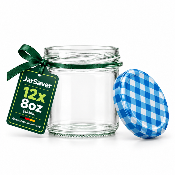 JarSaver 8oz // 235ml Mason Jars with TO82 Lids – Made in Germany