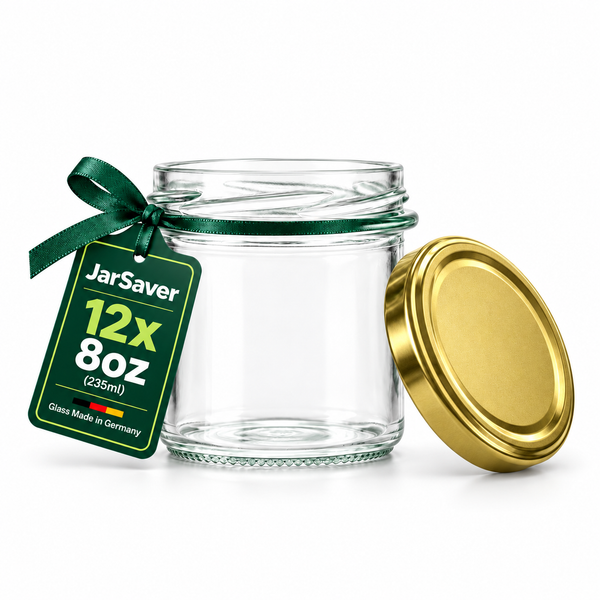JarSaver 8oz // 235ml Mason Jars with TO82 Lids – Made in Germany