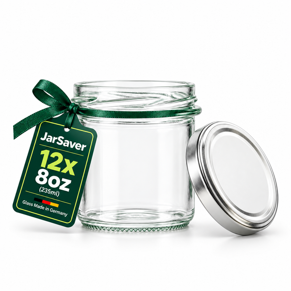 JarSaver 8oz // 235ml Mason Jars with TO82 Lids – Made in Germany