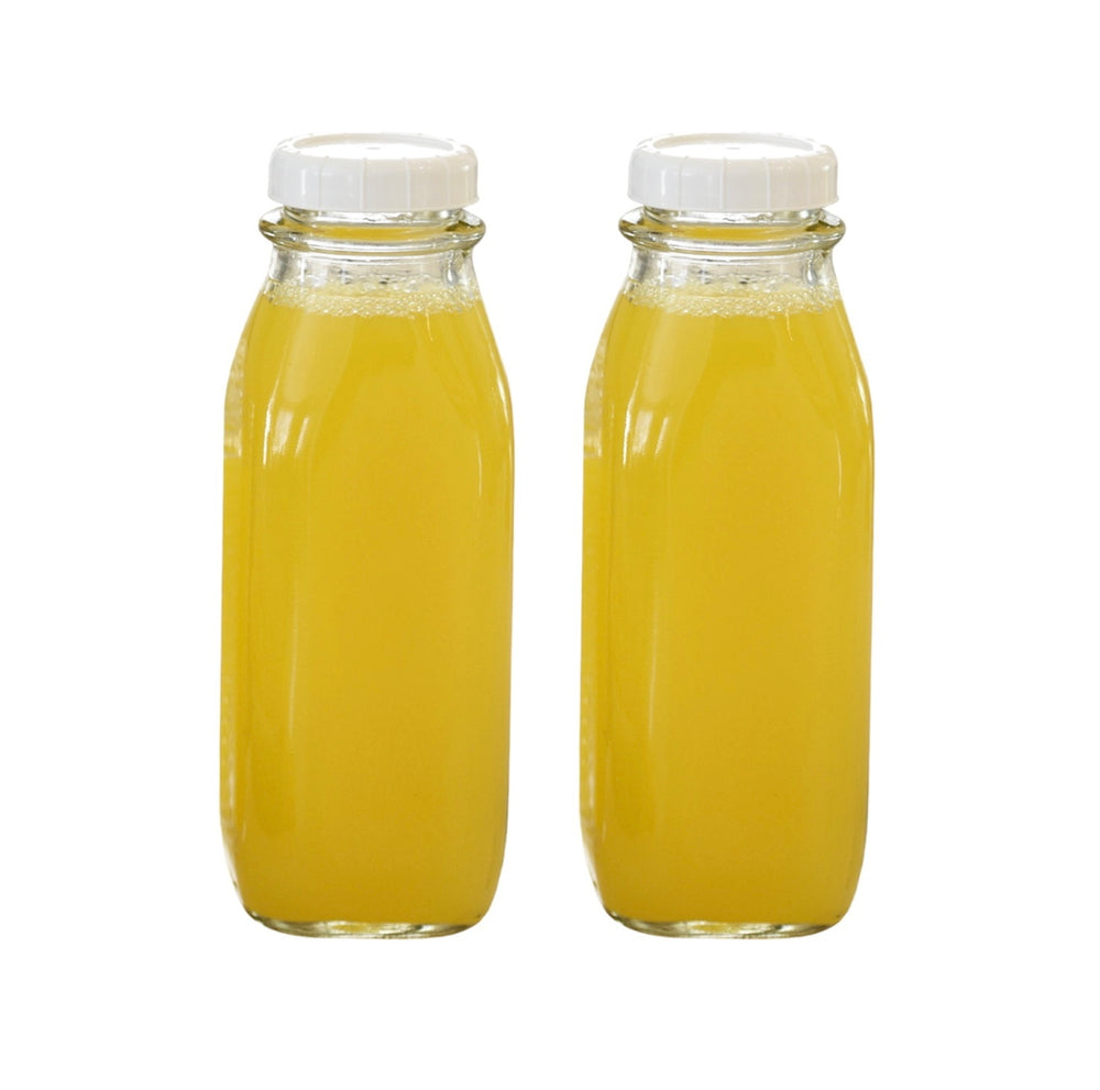 16-oz Clear Glass Milk Bottle with Lid